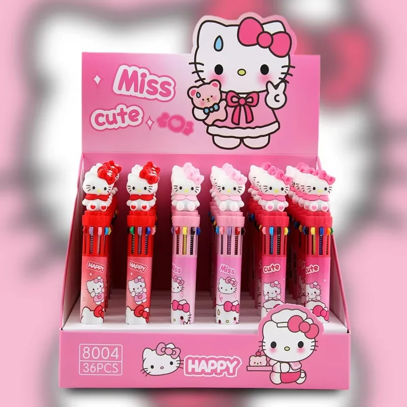 Sanrio Kuromi 볼펜 36pcs 10 색 마커 헬로 키티 0.7mm 학교 문구 낙서 그림 쓰기 도구