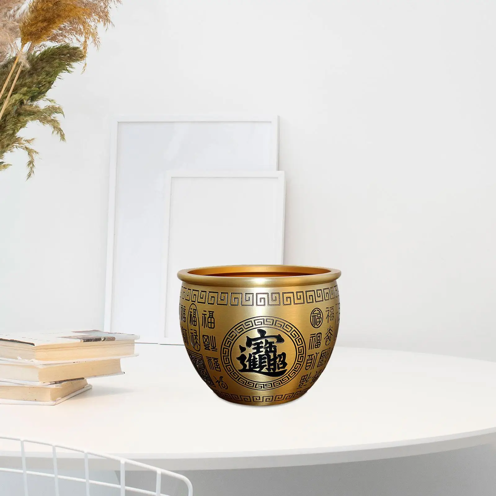 Ottone Feng Shui Bowl Fortune Cilindro Lucky Bai Fu Bowl Figurine Cornucopia Bowl Per Capodanno Regalo Ufficio Ristoranti Home Decor