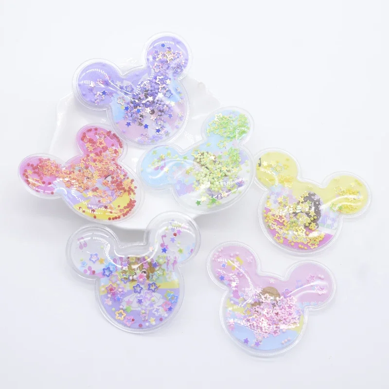 12 Stücke 5,2*4,5 cm Gedruckt Maus Kopf Pailletten Applikationen für DIY Kopfbedeckungen Clips Bogen Anhänger Dekor Zubehör Kleidung Patches