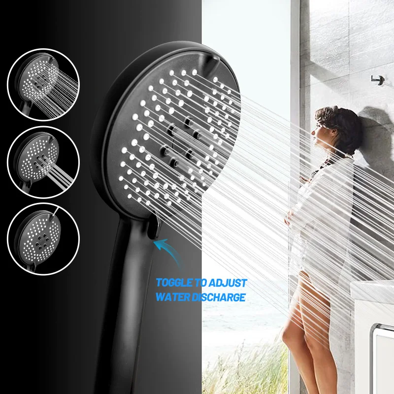 

Zhangji 3 Modes Pressure Boost Shower Head Multifunction Adjustable Large Water Yield Shower with Hose Base Bathroom Accessories