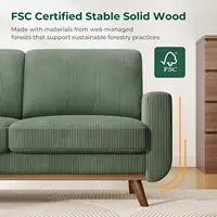 68" Green Loveseat Sofa, Comfy Corduroy with Spring Cushion, Solid Wood Frame, Modern Deep Seat for Bedroom , Customized 5