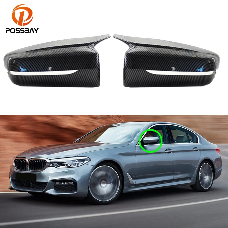 

1 Pair Front Carbon Fiber Look Rearview Mirror Cover Rear View Caps for BMW 3 5 Series G30 G31 G38 G20 2017 2018 2019 2020 2021