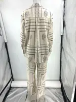 Printed Shirts Two Piece Set Women Long Sleeve Lapel Shirts High Waist Wide Leg Pants Suit For Women Home Wear Outfits Clothing - Image 6