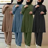 Modest Women Shirts Tops and Pants Autumn Two Pieces Abaya Sets Muslim Islamic Casual Kaftan Robe Turkey Clothing