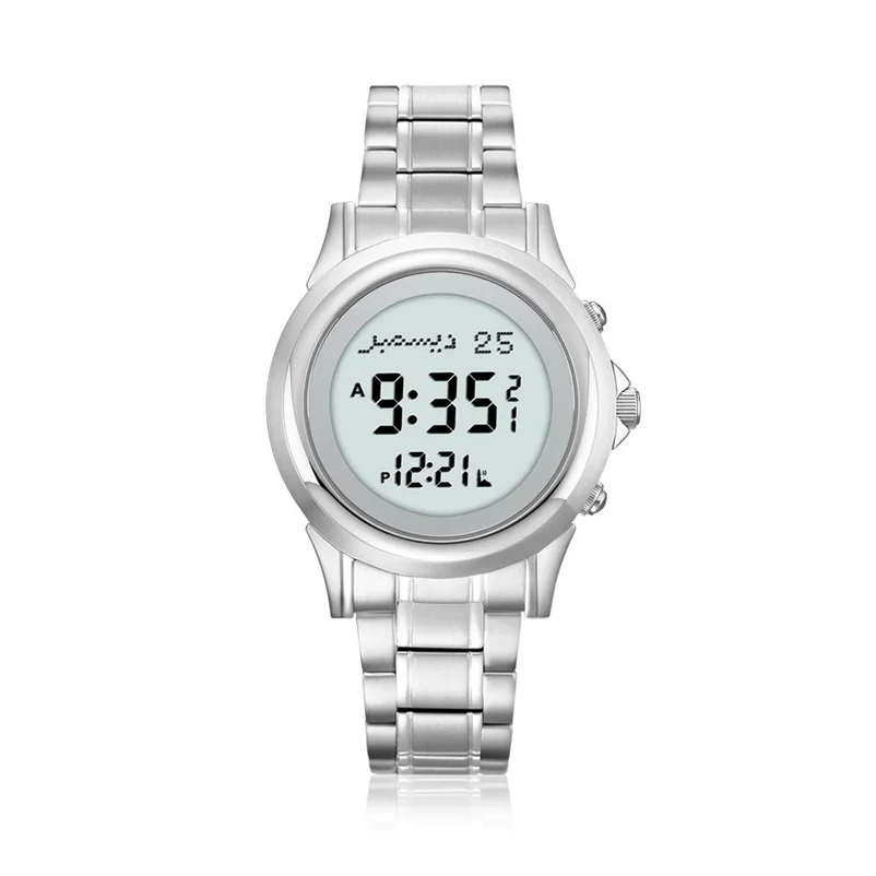Muslim Lover Watch Man and Woman Qiblah Compass and World Prayer Reminder Japan Engine Stainless Steel