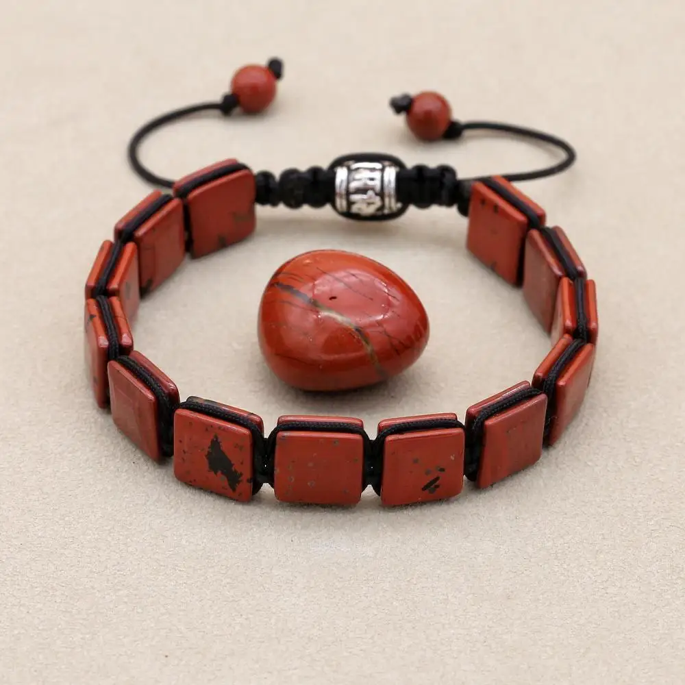 10MM Handmade Natural Red Jasper Stone Beads Braided Bracelet Bohemia Women Men Friendship Charm Bangles Couples Jewelry