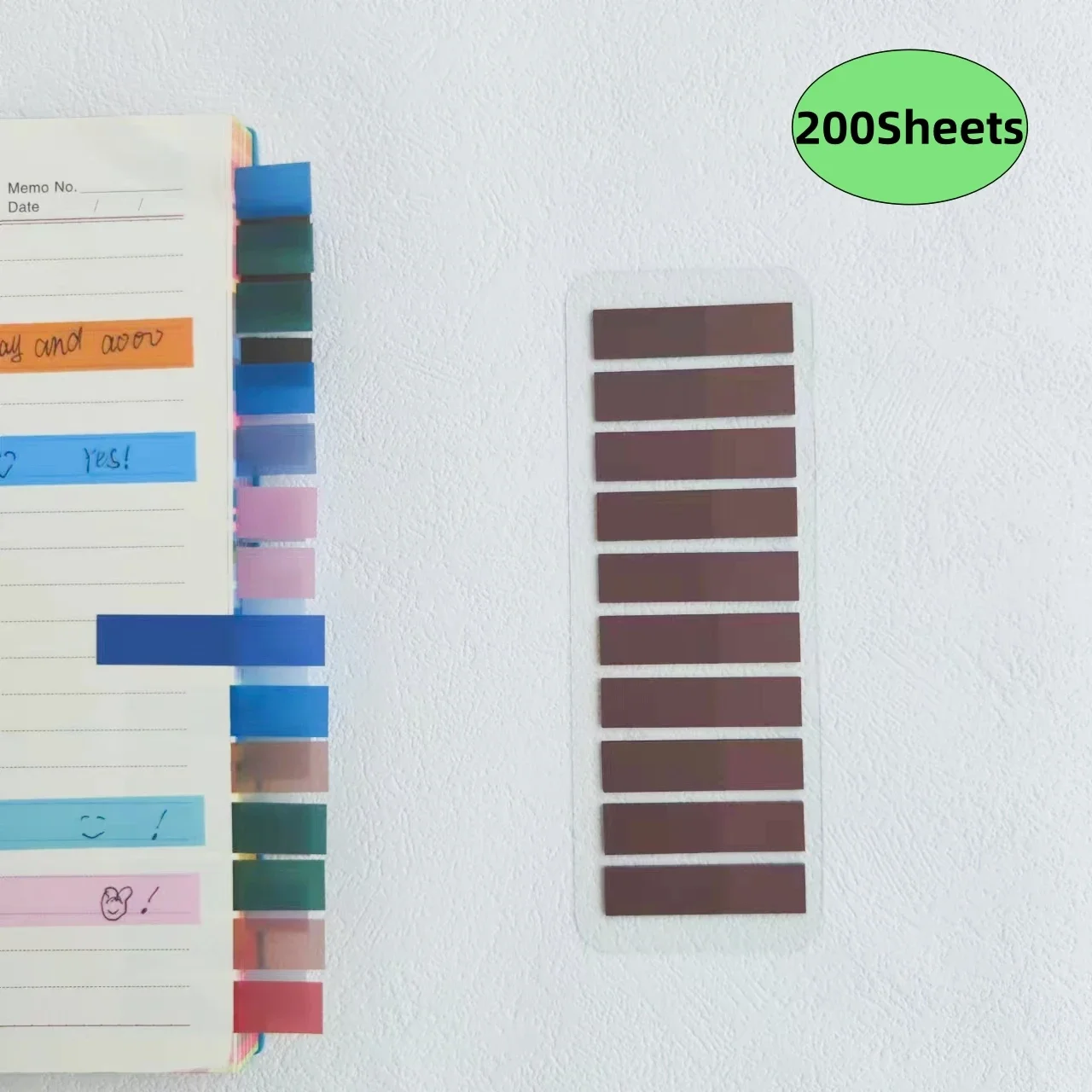200 Sheets Transparent Sticky Note Self-Adhesive BookMarker Annotation Reading Book Clear Tab Kawaii Cute Stationery 5