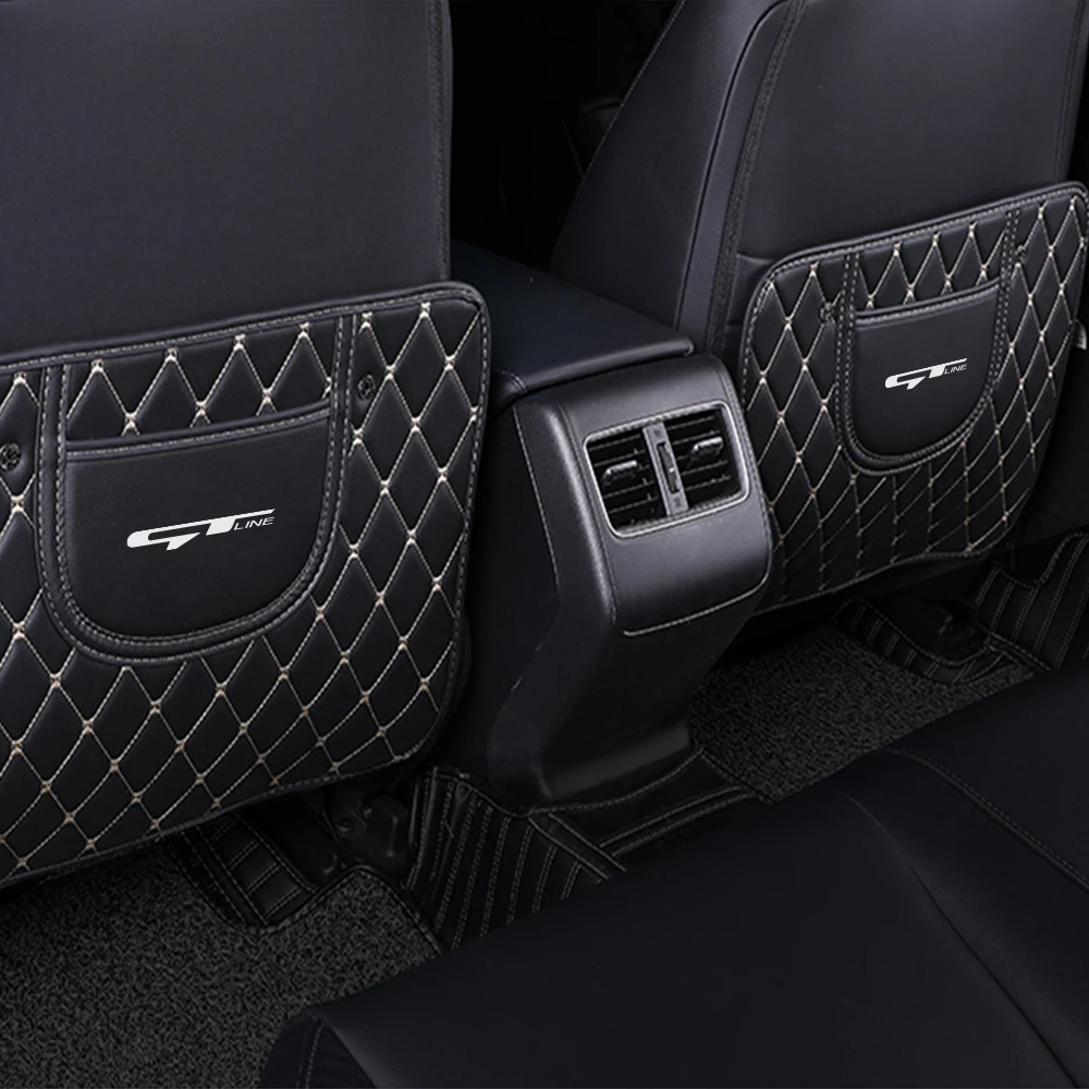 Per Kia Gt Line Elantra Sportage Rio Ev6 Pu Leather Car Seat Back Protector Mat Anti Dirty Pad Protettivo Auto Anti Kick Pad