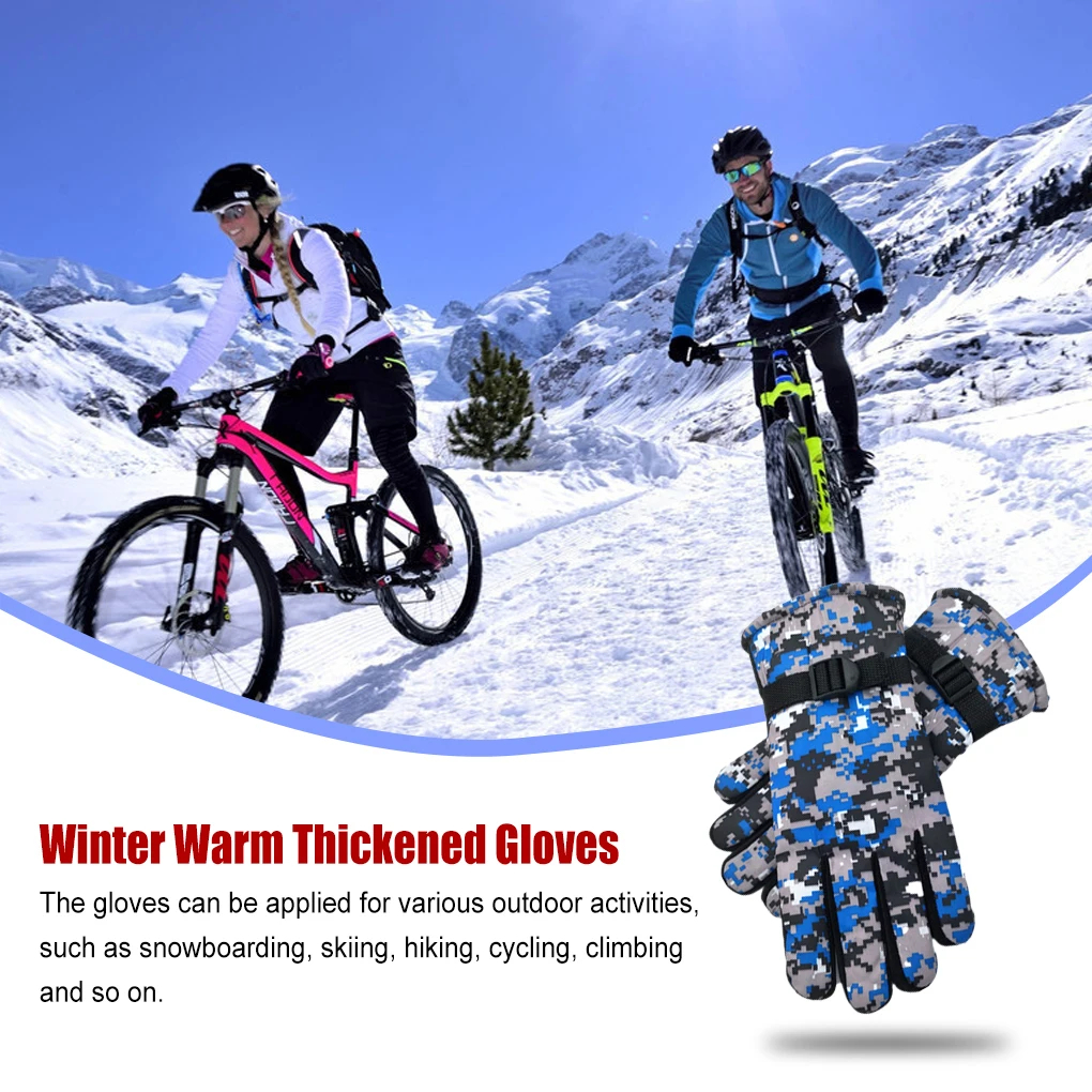 Winter Warm Gloves Windproof Mittens Universal Non-slip Waterproof Plush Adults Glove with Buckle for Cycling Women Men 2021 new fashion alpaca winter gloves for men and women touch screen warmer mittens keep warm and cold non slip cycling glove