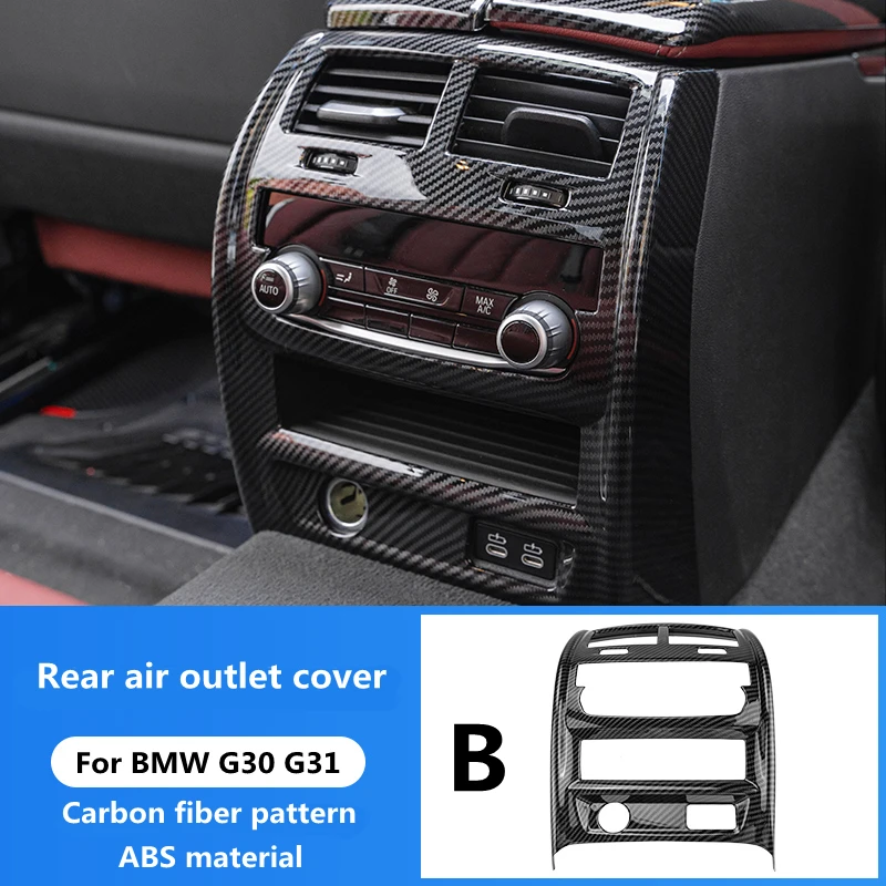 

Car styling rear air conditioning vent cover decorative stickers BMW 5 Series G30 G31 carbon fiber pattern interior accessories