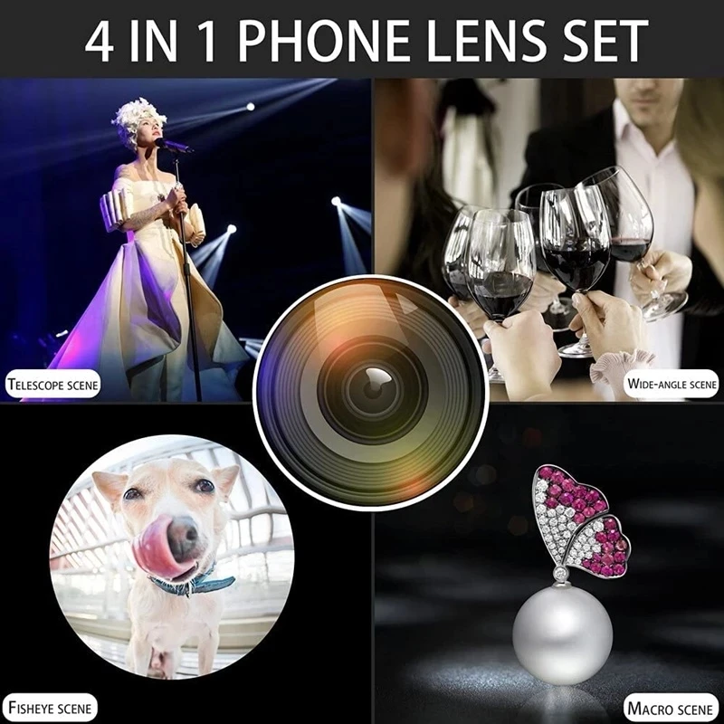 0.45 x phone lens Phone Camera Lens 36X Telephoto 4in1 Telecope Zoom Macro Fisheye Wide Angel Lens Kit For Cellphone iPhone Samsung Xiaomi Huawei sony lens camera phones