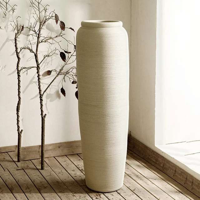 Vaso da Pavimento Bianco Ceramica, Vaso da Pavimento Alto 100 Cm, Vaso  Decorativo Alto da Pavimento, Vasi Decorativi Grandi Interno Moderni  Decorativo Alto Rami Fiori Piante Secchi Orchidee : : Casa e