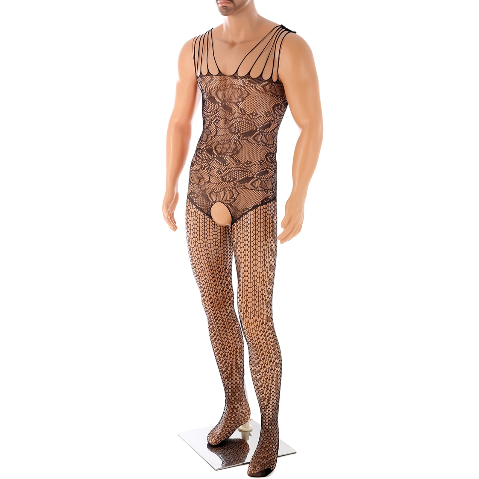 Men Sexy Open Bottom Fetish sissy Lingerie Bodysuit Exemptio Transvestite Jumpsuits Transvestism Rave Accessories Unisex Costume