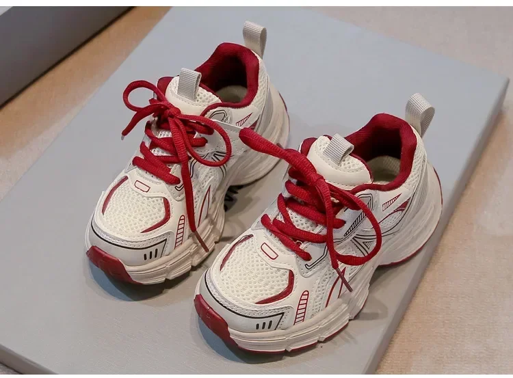 Kinder Sportschuhe Mesh Atmungsaktive Jungen Mädchen Laufschuhe Haken & Schleife 2025, Neue Mode Kinder Turnschuhe Dicke Weiche Sohle Trendy – Detail 7