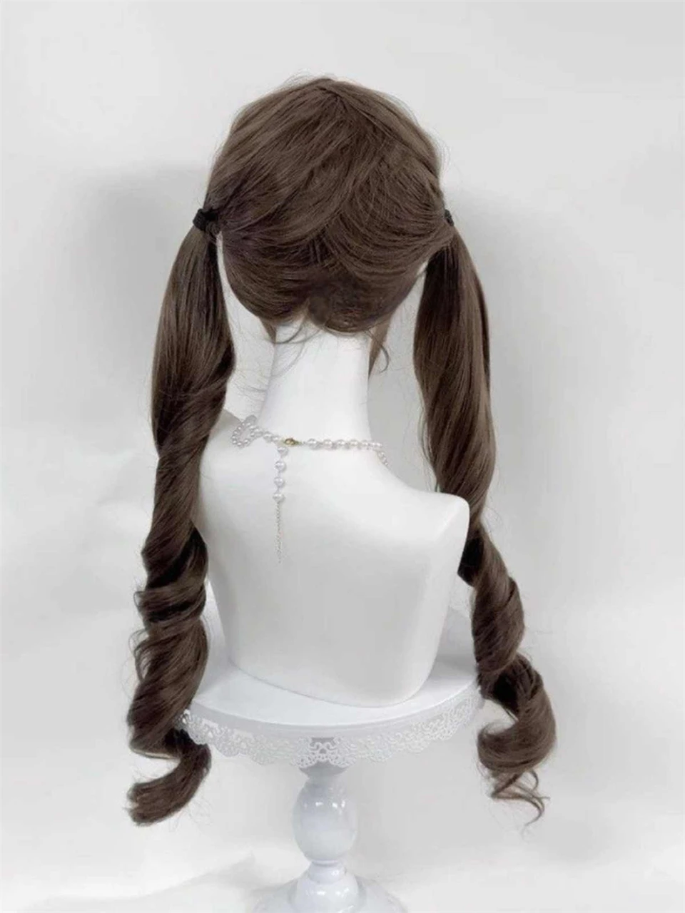 Brown Curly Synthetic Wig For Women With Bangs