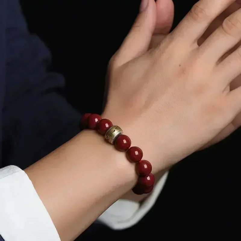 Red Real Cinnabar Bracelet Vintage Designer Beads Bangle Gifts Women Men Amulet Natural Jewelry Charm Gift Carved Bracelet
