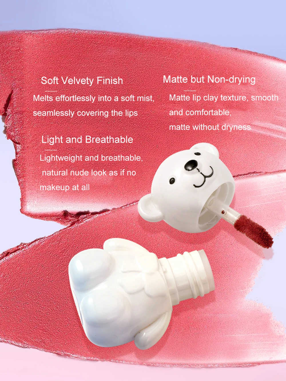 ARTVALUE Bear Family Lip Set Lipstick Lip Gloss Universal Nude Matte Lip Mousse Lip Balm Gift Box 3