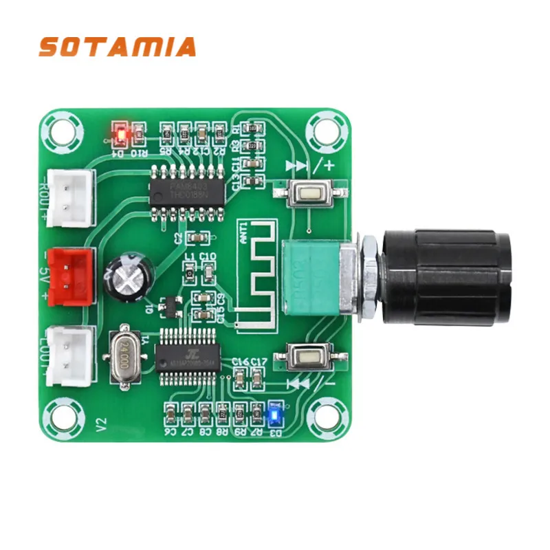 

SOTAMIA 5V Bluetooth 5.0 Amplifier Board 5Wx2 PAM8403 Power Amplifier Stereo Mini Home Amp DIY Wireless Speaker Amplificador