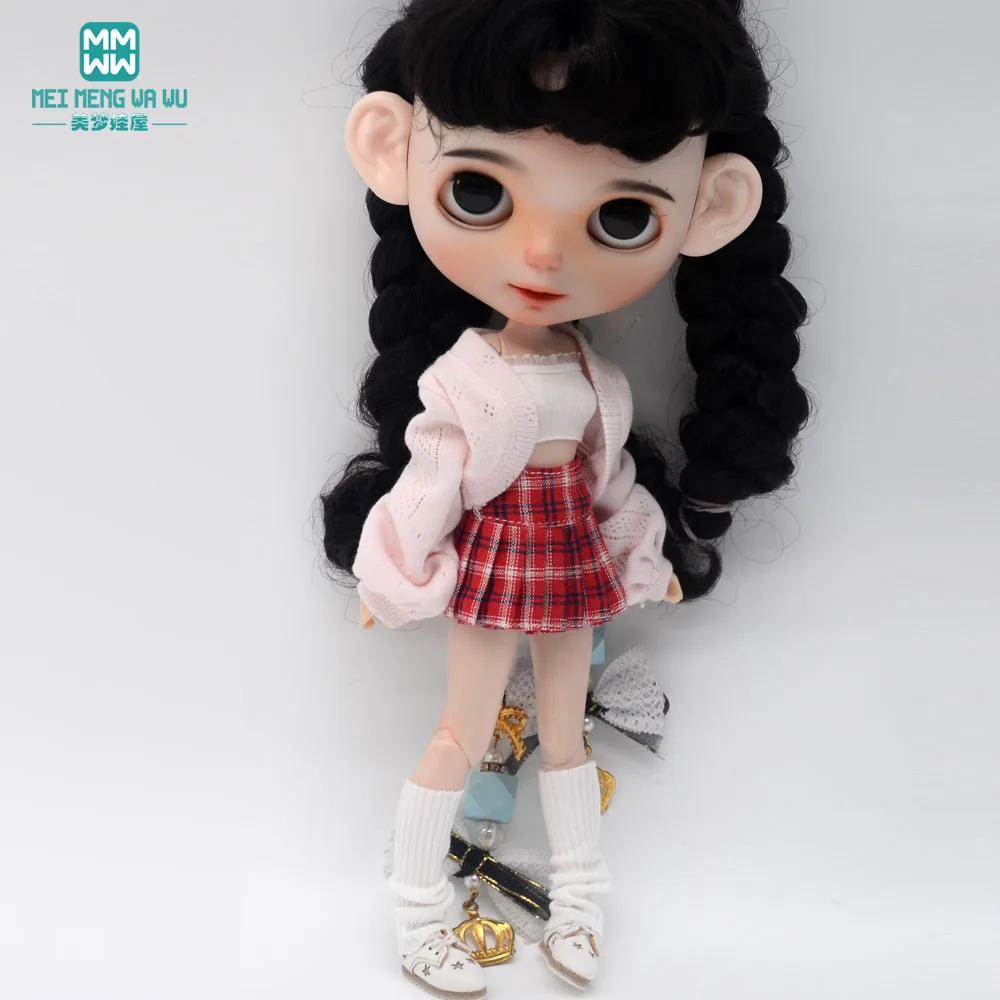 Fashion New Puff Sleeve Knit Jacket Set for Blyth Doll Azone OB23 OB24 Doll Accessories