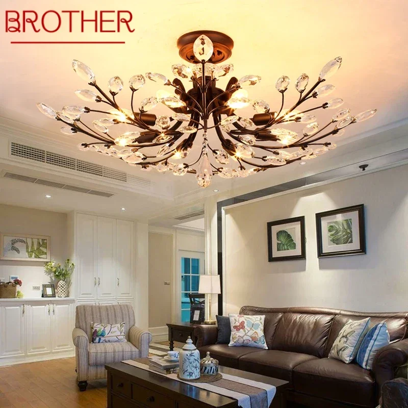 

BROTHER Modern Crystal Ceiling Light American Country LED Creativity Living Room Dining Room Bedroom Coffee shop clothing store