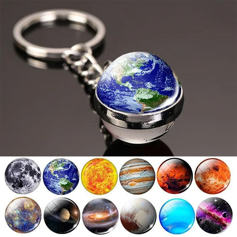 Metal Solar System Keychain Pendant Galaxy Keyring