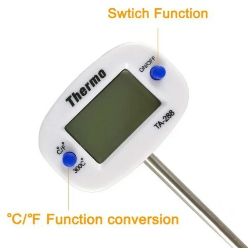 1 Pcs Portable Home Kitchen Electronic Thermometer Stainless Steel Insert Food Liquid Water Oil Food Thermometer Kitchen Tool