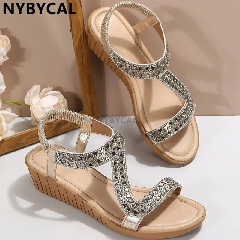 

Summer Shoes Woman Sandals New Fashion Open Toe Beach Gladiator Sandals Women Rome Casual Flat Sandals Sapato Feminino Plus Size