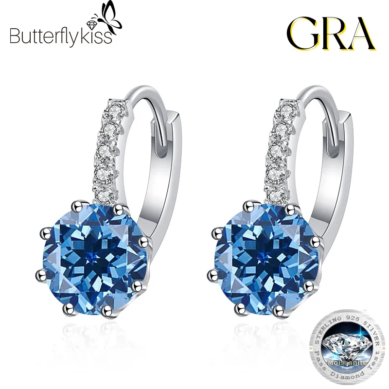 Butterflykiss D Color Moissanite 4Ct Orecchini Per Donna S925 Sterling Silver Pt950 Placcatura In Oro Orecchino A Cerchio Con Certificato Gra