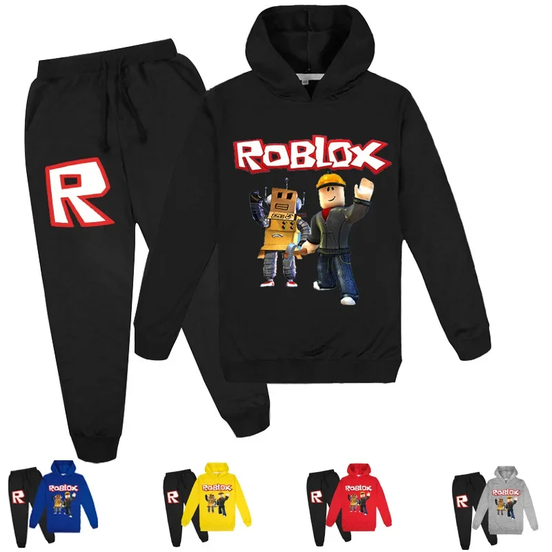 

New Children's Clothing ROBLOX Medium and Large Children's Boys and Girls Hoodie + Leggings Sweatshirt Set