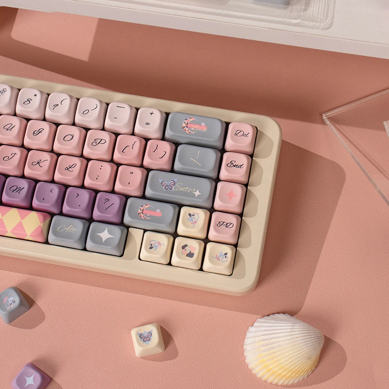 Teclas Moa Perfil Borboleta Keycaps Bonitos Keycaps Personalizados Pbt Dye-sub Keycaps para Teclado Mecânico Conjunto de Teclas com Aparência Mais Redonda do Que as Teclas de Tema Xda Compatíveis Cherry Gateron 152 - Imagem 4