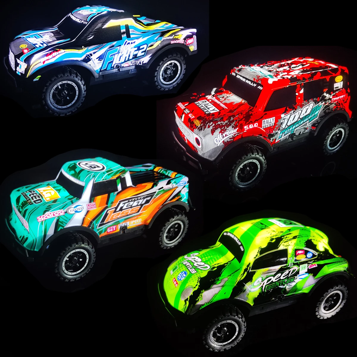 Meoa 1/24 2.4G Nottilucente Light Mini Rc Car 4Wd Speed Racing Off-Road Rc Rally Drift Car Multiplayer Competition Giocattoli Al Coperto