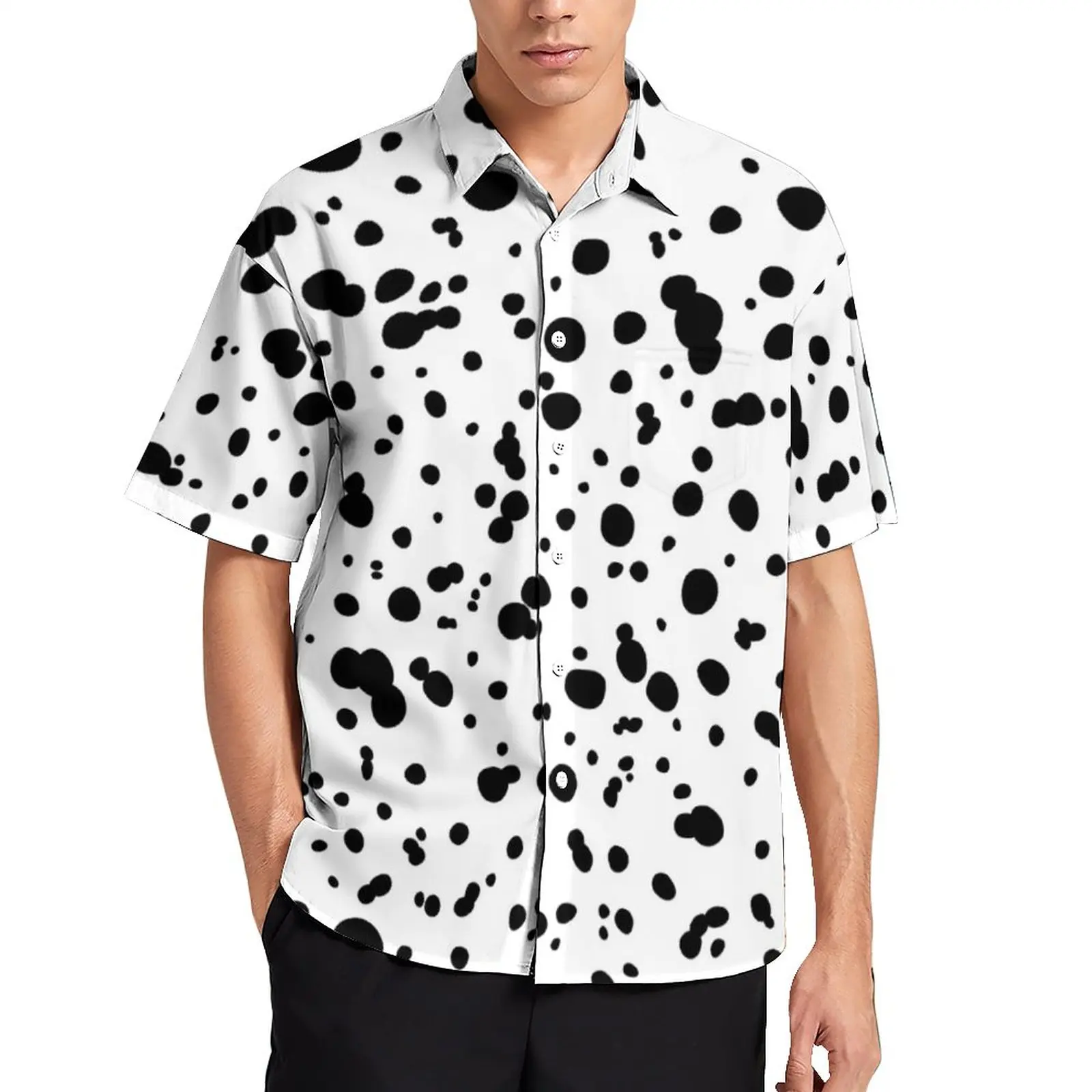 Dalmatian Spot Summer Shirt Animal Dots Print Casual Shirts Male Vintage  Blouses Summer Short Sleeves