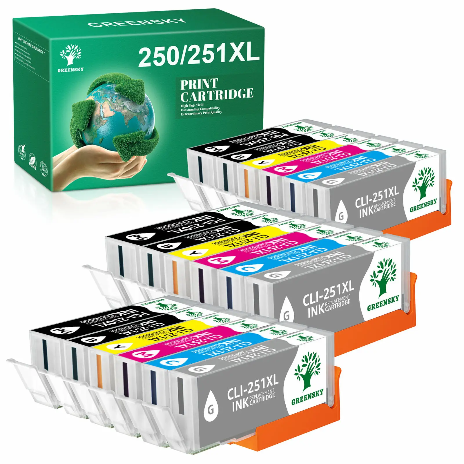 18pk Ink Cartridge Set Compatible For Canon 250 251 MG6320 MG6600 MG6622 MG6620