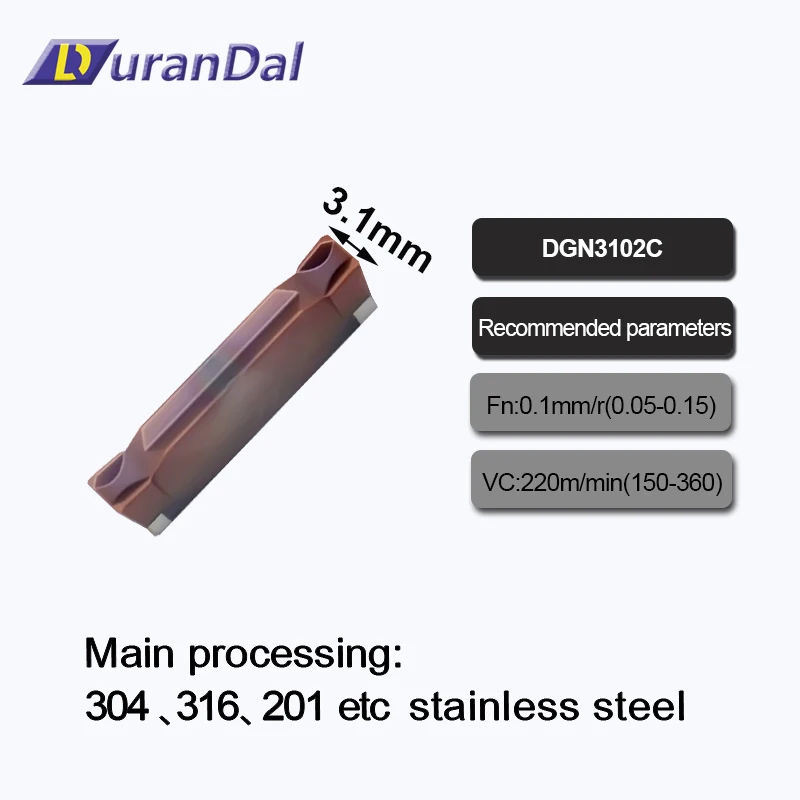 100 Originais DGN3102C Grooving Carbide Insert CNC Lathe Tools 3mm