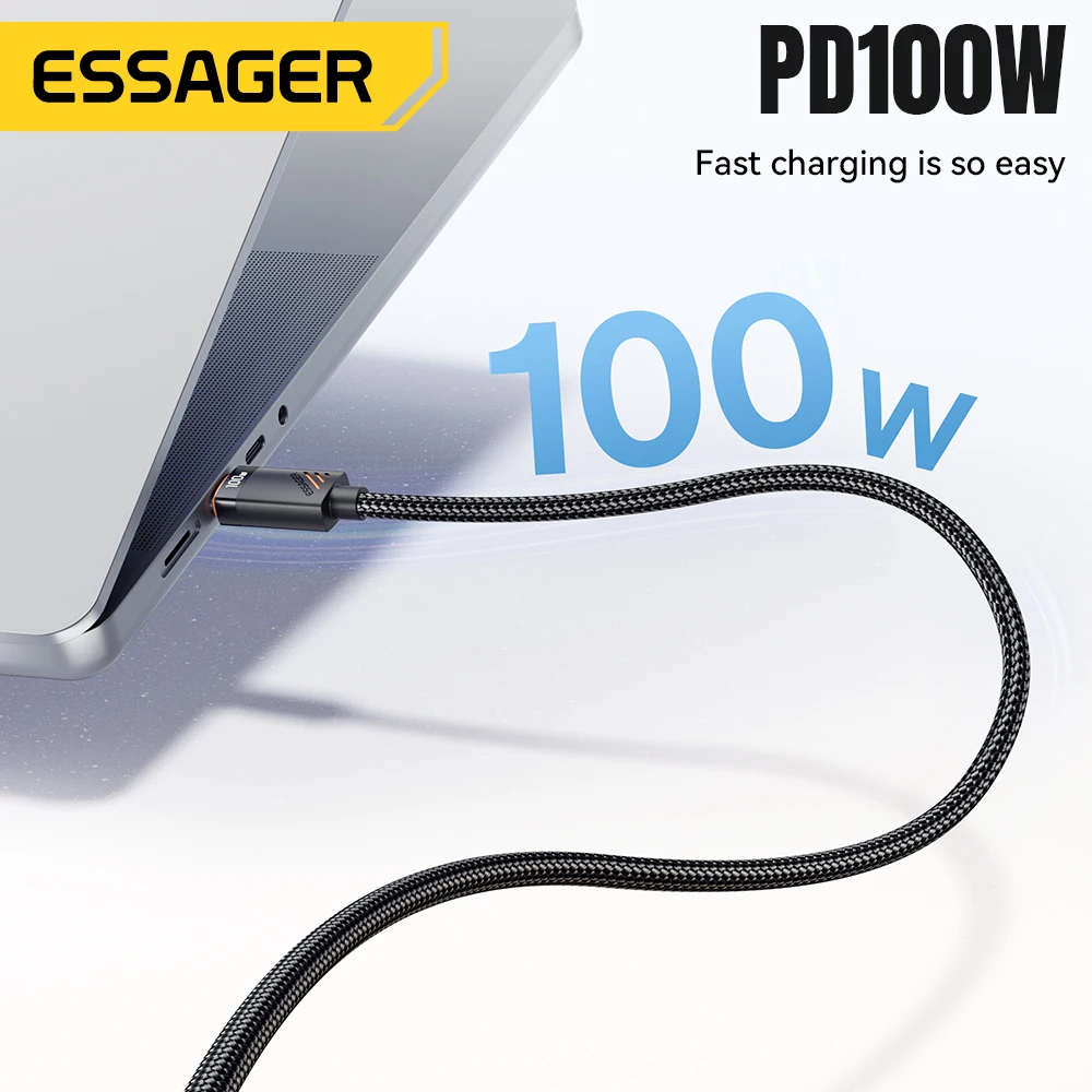 Essager 2 in 1 USB Type C To Type C Cable PD 100W Fast Charging Cable for iPhone16 Huawei Laptop Tablet Type C To Lighting Cable