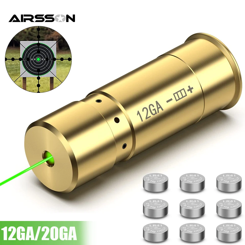 Tactical Green Laser Bore Sight 12GA/20GA Green Red Dot Laser Boresighter Lazer Zeroing for Airsoft Hunting Scope Adjustment