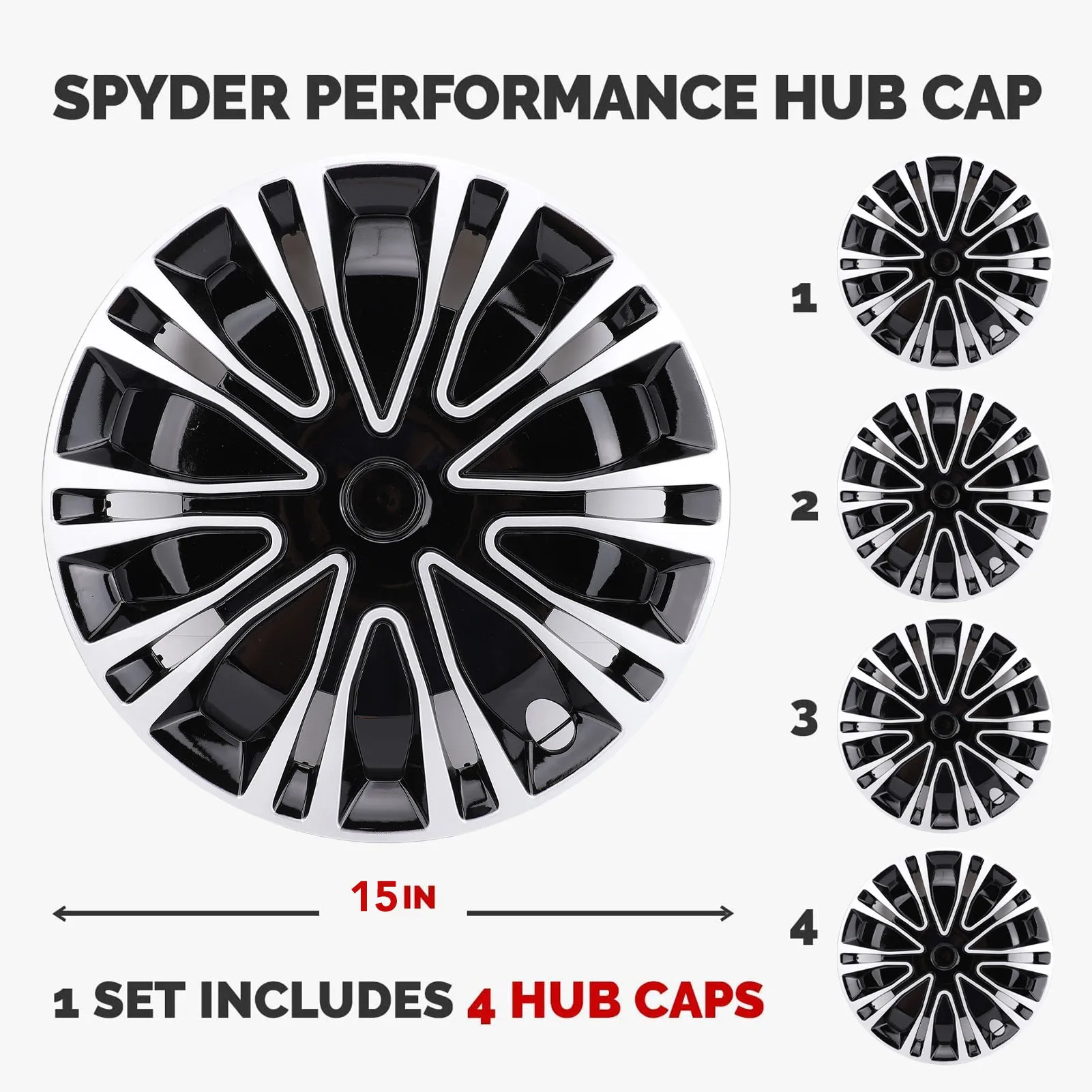 15in Hubcaps Full  Stylish Look  Fit  R15 Wheel Rim Cover for Most Cars Truck SUV Wheel Hub