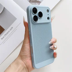 Ultra - Slim Breathable Cooling Phone Case - Durable Solid Color Cover for iPhone 15 Plus (Sierra Blue)