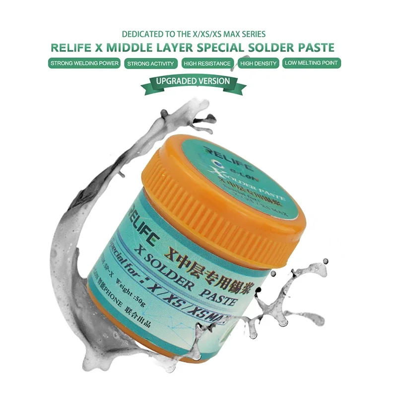 

Relife SP-X Middle Layer Special Solder Paste Low Temperature 158 Degree for IPhone X Xs Xs Max High Density Solder Paste