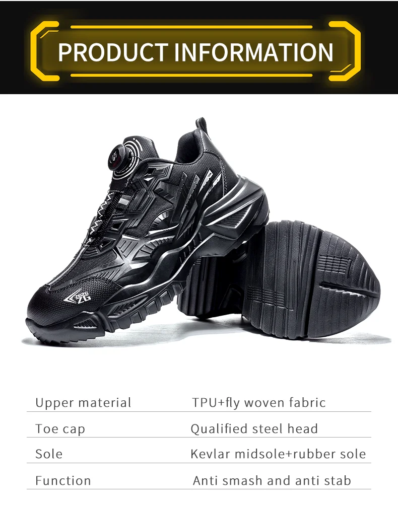 High-quality Safety Shoes Men Steel Wire Rotary Buckle Work Sneakers Indestructible Shoes Anti-smash Anti-puncture Work Shoes