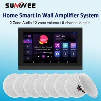 Smart Audio System Home Theater Sound in Wall power Amplifier Android WiFi Bluetooths system with 5 inch Stereo Ceiling Speakers