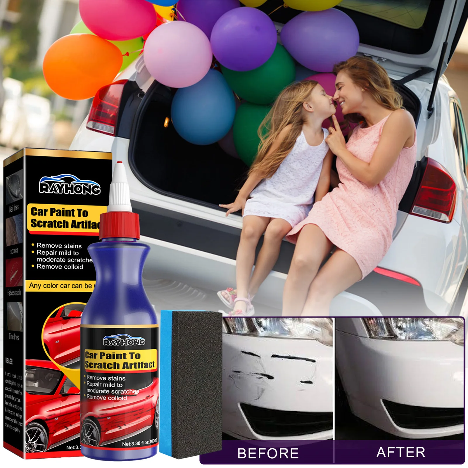 Car Scratch Remover Car Paint Restorer And Decontamination Clean Detailing Supplies For Removing Mild Paint Scrapes Scuffs Car Scratch Remover