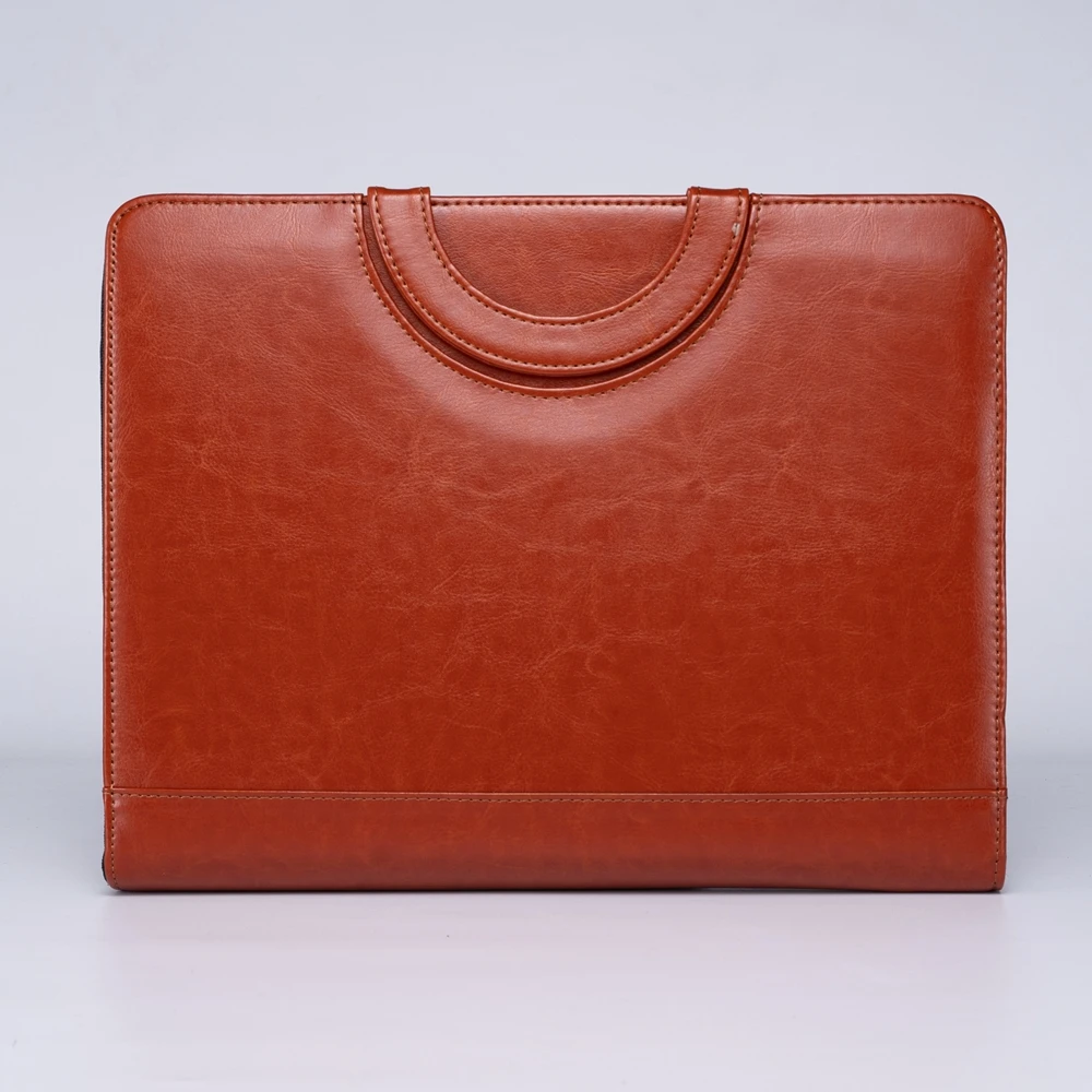 A4 Multifunction PU Leather Binder Document Folder Portfolio Padfolio With Zipper Leather Folder Office Padfolio