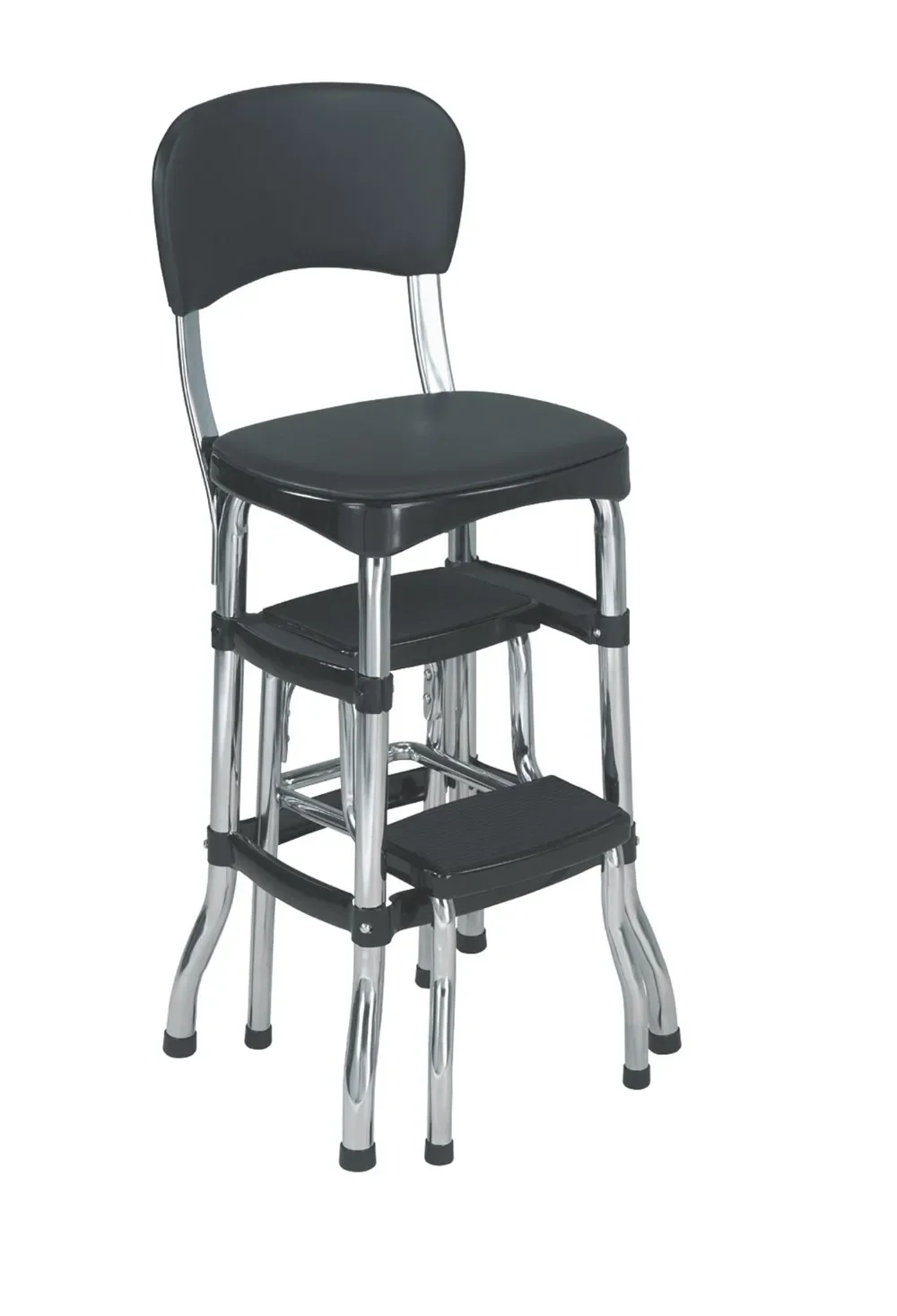 

Counter Stools Stylaire Retro Chair + Step Stool with Sliding Steps, Black Durable