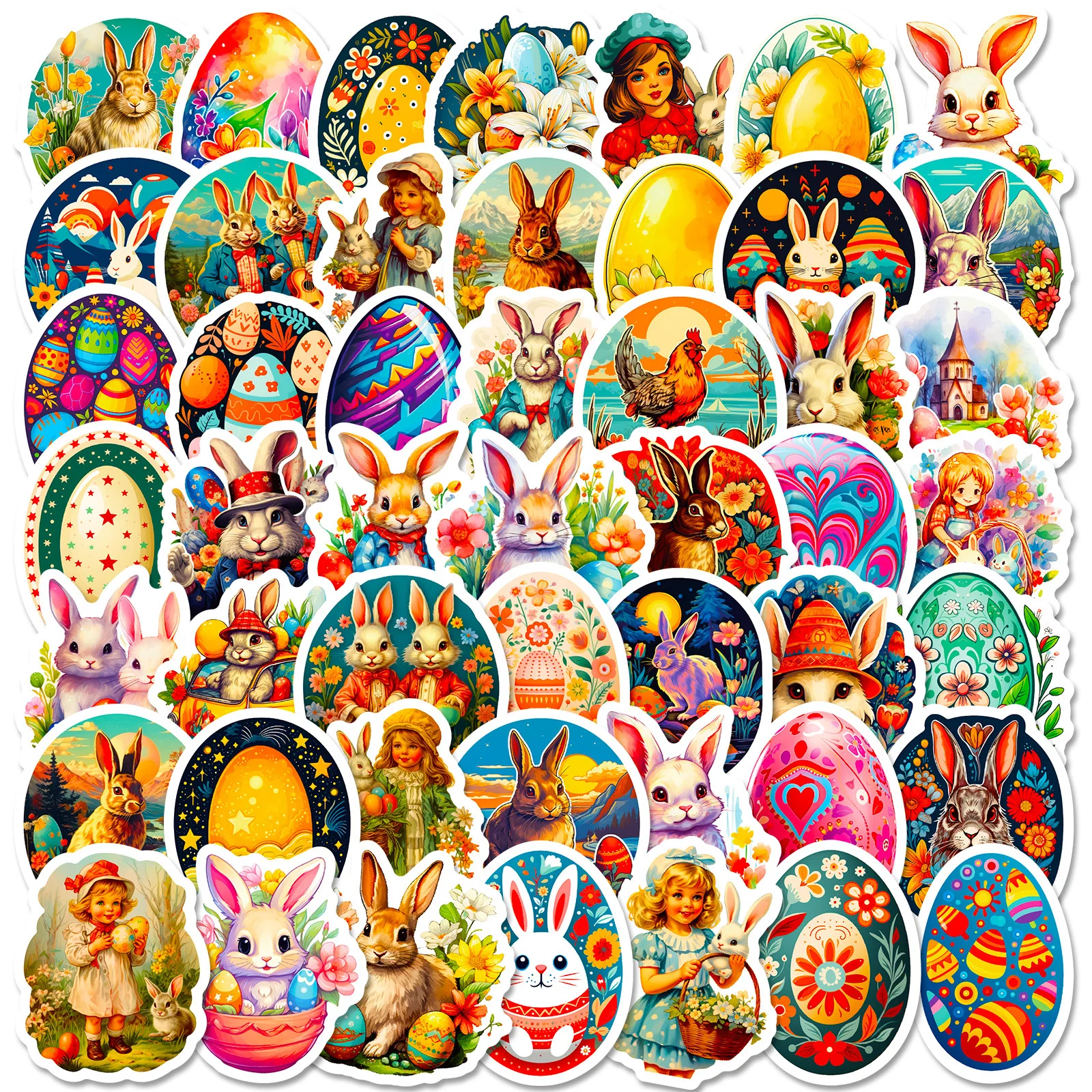 

50pcs Easter Bunny Series Graffiti Stickers for Luggage Phone Cases Laptop Helmets Skateboard Decorative Stickers DIY Toys