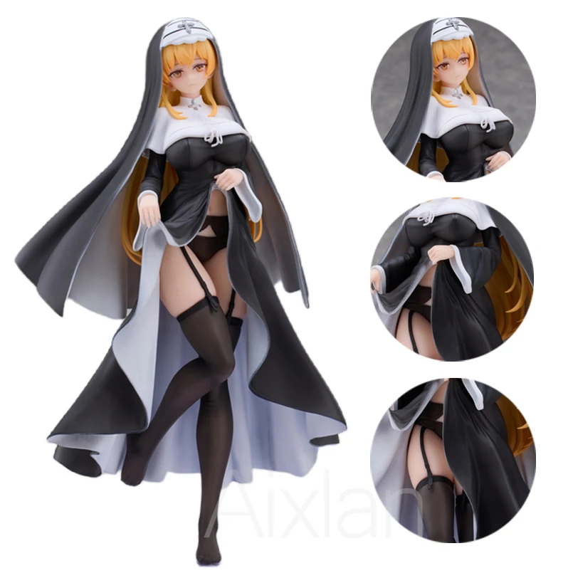 

25cm Japanese Anime Native Figure Hisu Nun Religious Sister Sexy Girl PVC Action Figure Collectible Model Toys Kid Gift