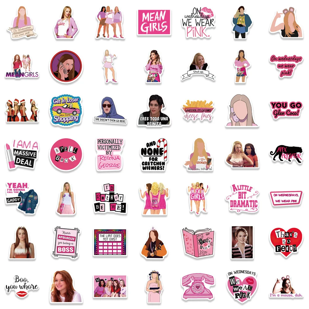 10/30/50PCS American TV Drama Mean Girls Stationery Stickers for Helmet  Windows Luggage Water Bottle Phone Graffiti PVC Decals - AliExpress
