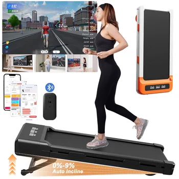Tapis roulant da passeggio 12 livelli di inclinazione automatica, potente motore da 3,0 HP da 300 libbre, tapis roulant silenzioso per assorbimento degli urti da 1-6 km/h per la casa