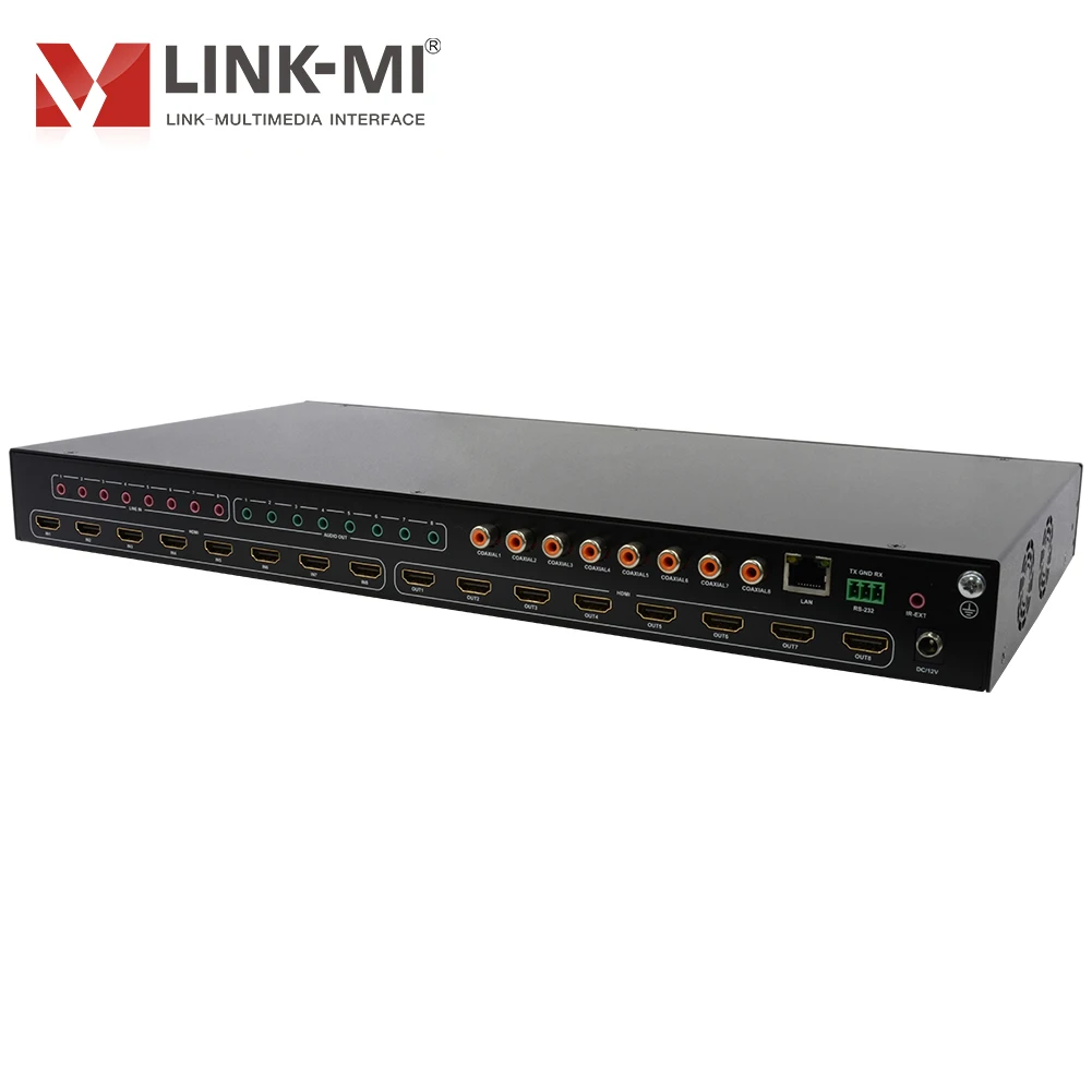 LINK-MI 4K60Hz 8x8 HDMI2.0 매트릭스 아날로그 및 SPDIF 오디오 추출 지원 EDID, 아크, IP/웹 GUI 제어 4K UHD 비디오 스위치
