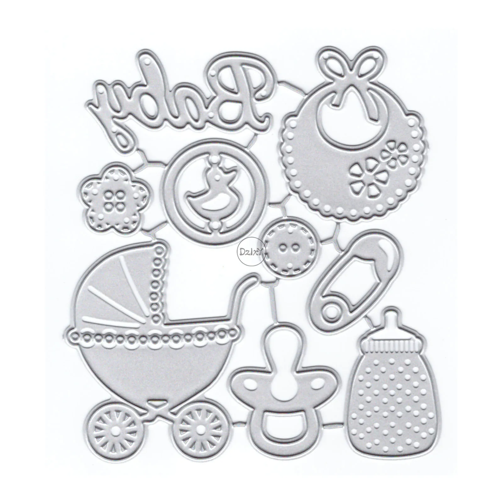 DzIxYBabyStrollerBottleMetalCuttingDiesforCardMakingPaper
